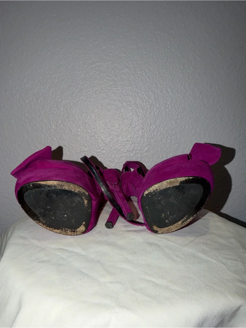 Giuseppe Zanotti Fuchsia Suede Platform Ankle-Strap Sandals 36.5